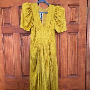 Rotate Puff-Sleeve Midi-Dress
